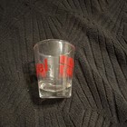 Bacardi Advertising Shot Glass Clear Red/Black Bat Logo "Motel Inn Paris" — photo 3