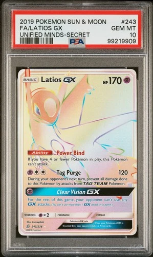 POKEMON FA/LATIOS GX 2019 SUM UNIFIED MINDS-SECRET #243 PSA 10