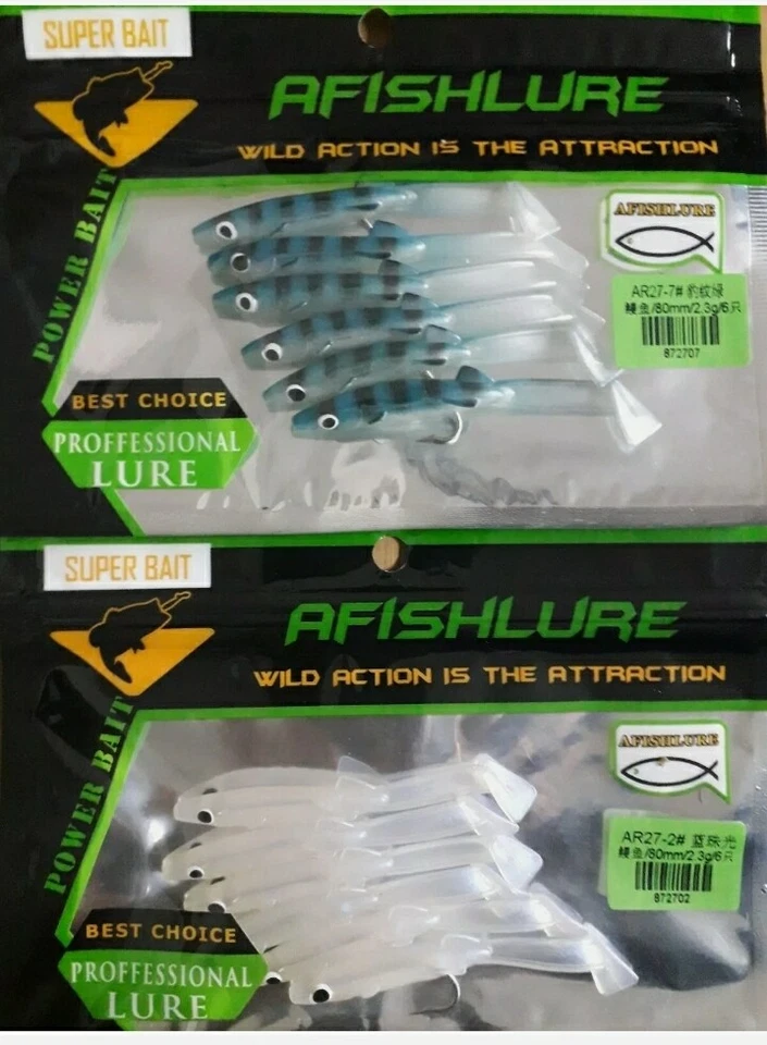 6 Pz Anguilline esche artificiali gomma, pesca traina spinning mare, Raglou 80 m - Immagine 2 di 4