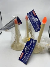 3 NOS Vintage Drip Electric Candolier Candle Orange Lights Holiday Window Decor