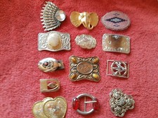 Vtg Lot Of 13 Decorative Belt Buckles