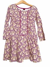 Tea Girls A Line Dress Purple Yellow Geometric Dots Scoop Neck 100 Cotton 6