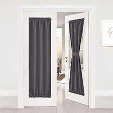 Grey French Door Curtains Blackout Thermal Insulated Door Privacy Panels