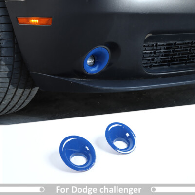 2pcs Blue Exterior Front Fog Light Cover Trim Frame For Dodge Challenger 2015+