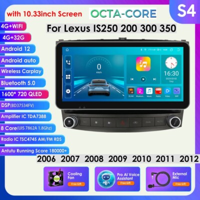 10.33''Android 12 Autoradio DAB+ GPS Carplay BT5.0 Für Lexus IS250 200 300 350 AI