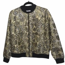 Equipment Abbot Gold Metallic Jacquard Bomber Jacket $328 Small