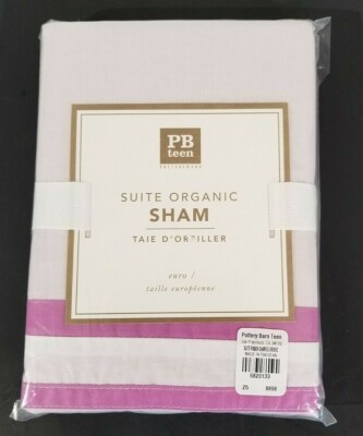 Pottery Barn Teen Square Pillow Sham Ribbon Orchid Purple 100% Organic Cotton