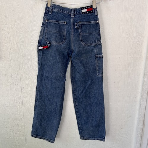 VINTAGE Tommy Hilfiger Jeans Boys 8 Blue Carpenter Cargo Baggy Skater 90s Y2K - Picture 4 of 8