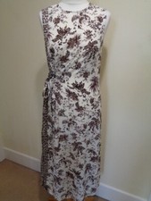 TORY BURCH CREAM AND BROWN FLORAL PRINT SILK SLEEVELESS MAXI DRESS - SIZE 6 (2)