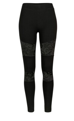 Urban Classics Lace Inset Leggings Black In Womans Size L BRAND NEW