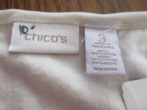 Chico's - Ivory w/tiers of Ruffles Sleeveless Knit Lace Tank Top - Size 3 - Picture 6 of 6