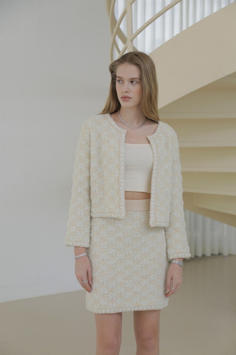 NOMINATE Tweed Knitted Jacket (Ivory) One Size | eBay