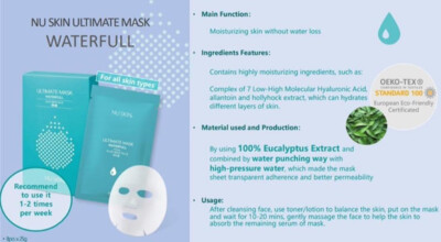 NU SKIN ULTIMATE WATERFULL MASK (1 BOX= 8 PACKS) FREE SHIPPING