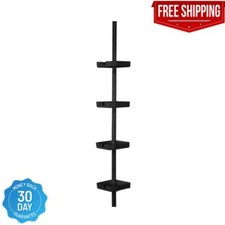 4 Tier Tension Corner Shower Organizer Caddy in Matte Black