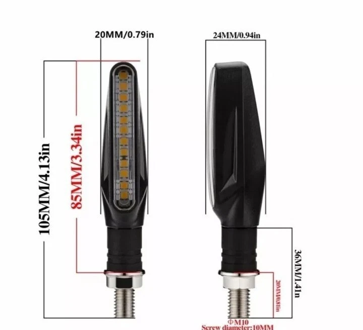 COPPIA FRECCE MOTO LED CON ACCENSIONE SEQUENZIALE DINAMICA ARANCIONE UNIVERSALI - Imagen 3 de 4