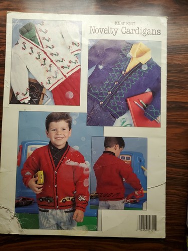 Kids Knit Novelty Cardigans by Leisure Arts 5 Designs Sizes 2-10 Pattern booklet - Picture 2 of 6