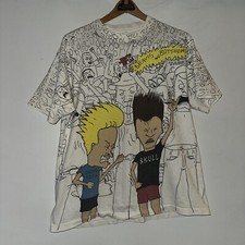 '93 Vintage Beavis  Butthead, All Over Print, S. Desantis, White L, Great Cond.