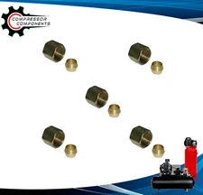5 Pack 1/4" Brass Compression Nut & Ferrule for 1/4" OD Tube Brass Sleeve Nut