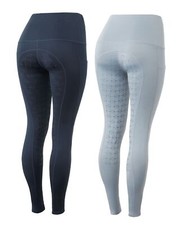 Damen Thermo Reitleggings Marit Reithose Vollbesatz Blau Hellgrau Gr. 34-44