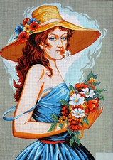 Needlepoint tapestry painted canvas C917 - Young Lady 24"x32" GobelinL