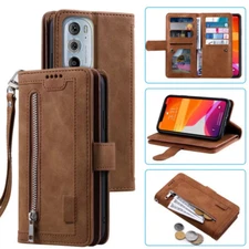 Moto Edge 30 Pro Wallet Case,Leather Zipper Magnetic Flip Card For Edge + 2022