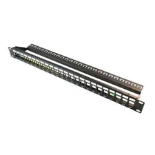 24-Port 1U Blank Keystone Patch Panel With Rear Cable Management Bar