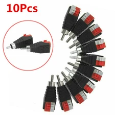 10X Speaker Wire A/V Cable to Audio Male RCA Connector Adapter Jack Press Plug
