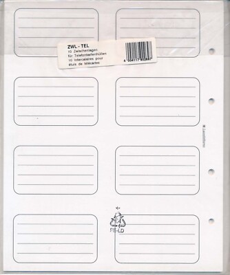 Leuchtturm ZWL-TEL Zwischenblätter f. Telefonkartenhüllen, 10er Pack