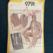 1980 s Simplicity 9791 NEW Men s Suit Jacket Pants John Weitz Size 40
