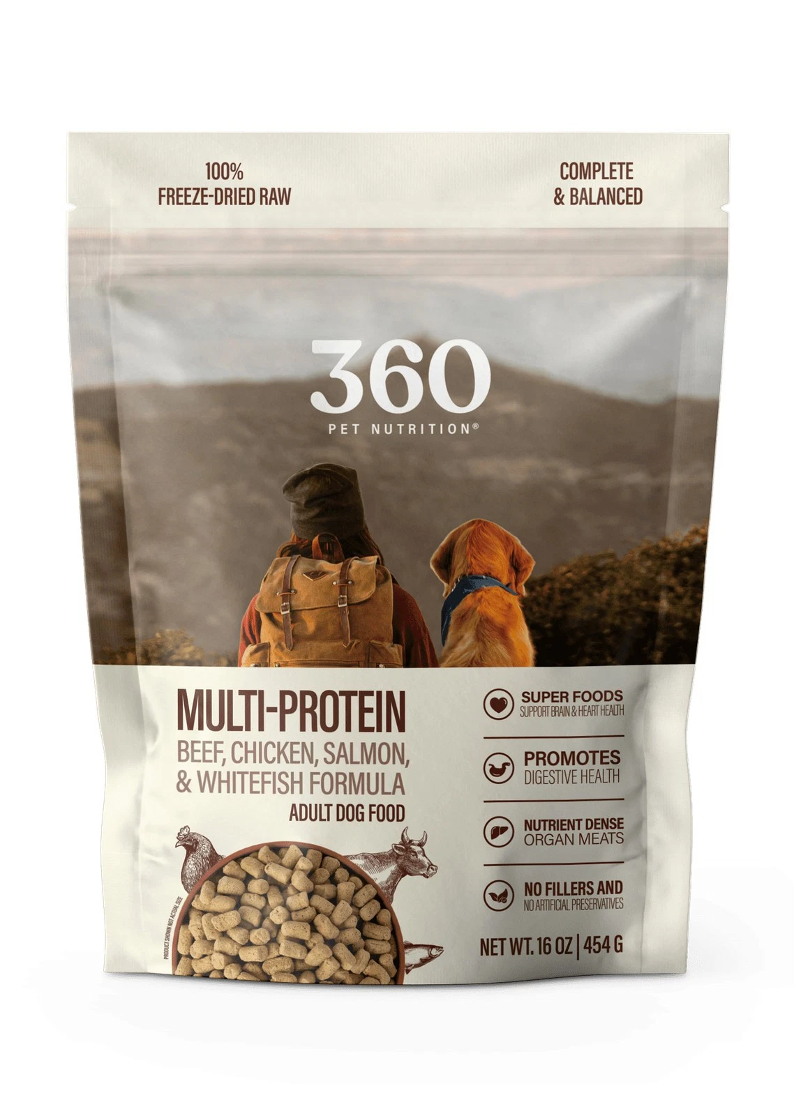 Freeze Dried Multi-Protein Dog Food 16 oz. Bag