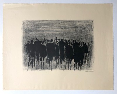 Oskar Koller, Menschen am Abend, 1964, Grafik, Lithografie, signiert