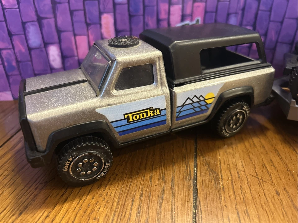 1979 Tonka Серебряный Грузовик Jeep Прицеп Комплект Литой Винтажный - Изображение 2 из 4
