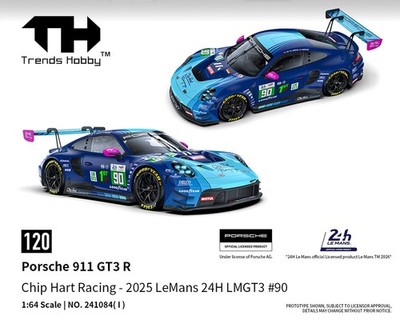 Trends Hobby Porsche 911 GT3 R Le Man 24H 2025 #90 Chip Hart Racing 1/64