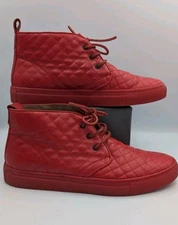 Del Toro Mens Quilted Alto Chukka Red Nappa Leather Sneaker Size 10 Margam Soles