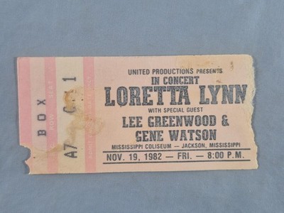 Nov 11-19-82 1982 Loretta Lynn Lee Greenwood Ticket Stub Mississippi Coliseum