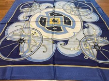 Écharpe en soie HERMES Carre 90 George Washington Carriage Blue