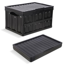 Plastic Collapsible Storage Bins with Lids, 45L Stackable 45L 1PK All Back