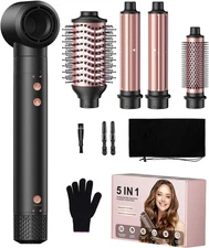 5 in 1 Hair Dryer Brush Blow Dryer, High-Speed Blowout Brush Set with 2 Auto Wra