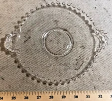 Vintage Candlewick Pattern Serving Dish Platter 7” Handles Glassware Cake Plate