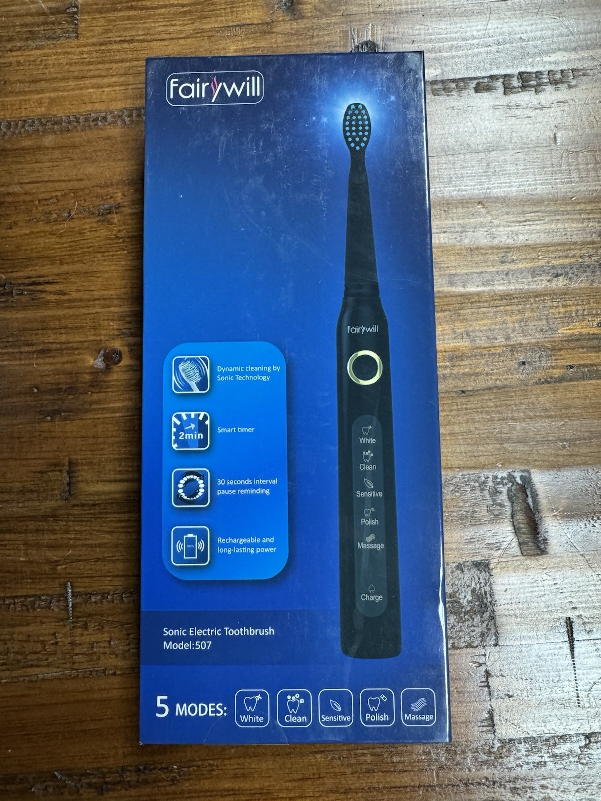Fairywill FW-507 5-Modes Electric Toothbrush with 3 Replacem