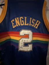 Alex English Signed Denver Nuggets 1987-88 Original Basketball Jersey #2