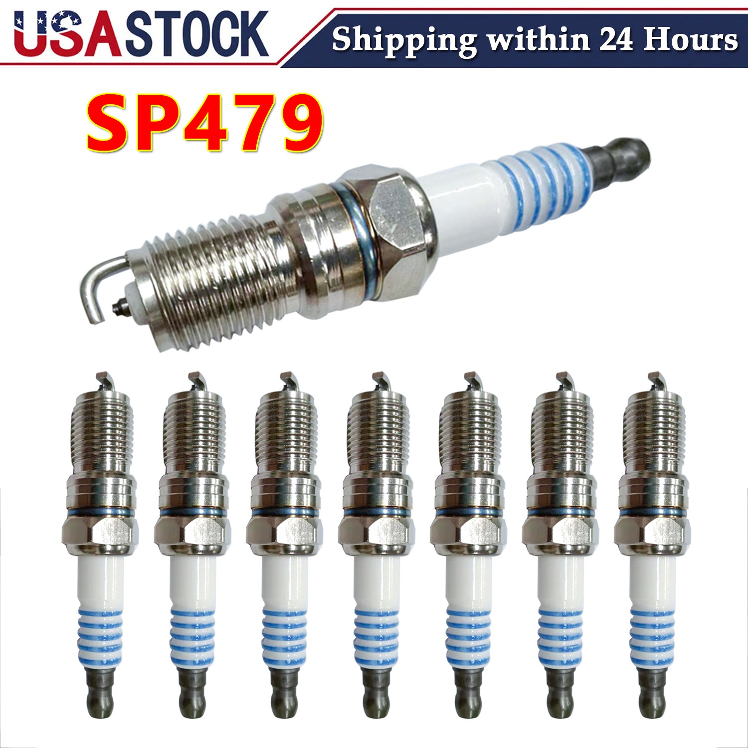 Pack of 8 Iridium Spark Plug For Ford E-150 E-250 F-150 5.4L 6.8L SP479 AGSF22WM