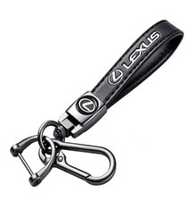 Black Leather Key Chain Strap With Carabiner - Lexus Black Leather Key Chain Strap With Carabiner - Lexus