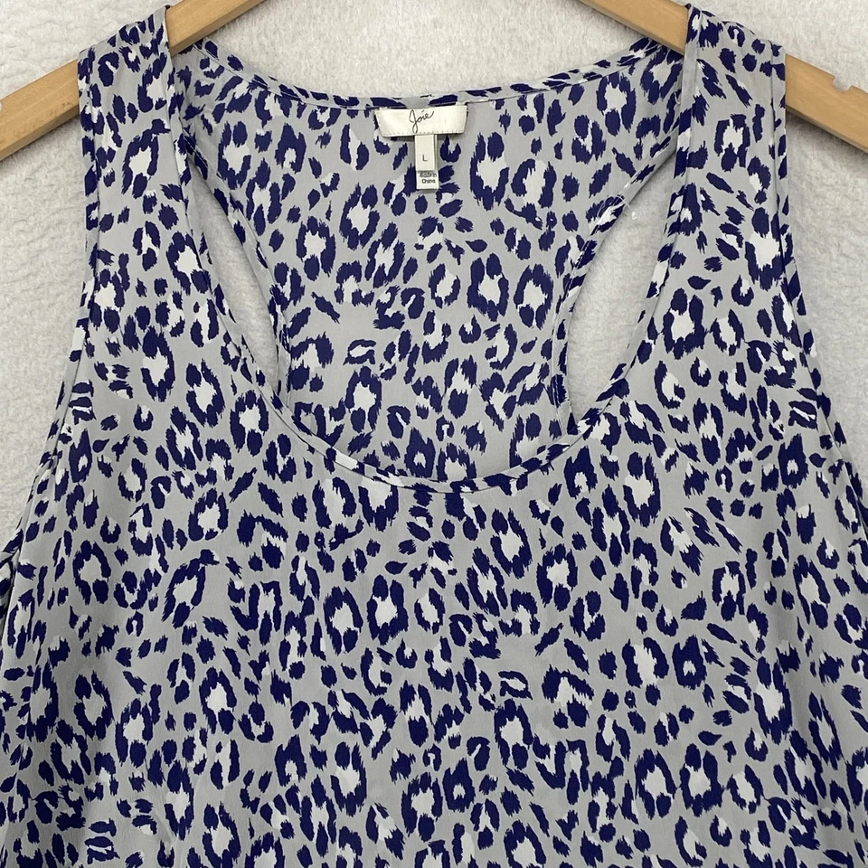 Regata JOIE L Seda Crepe de China Estampa de Leopardo Racerback Concha Azul - Imagem 4 de 4