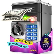 Piggy Bank for Kids - Electronic Money Saving Box W/Code- ATM Safe - Toy Coin Ba