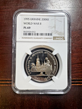 1995 Ukraine 200000 Karbovantsiv WWII Proof Coin NGC PL69