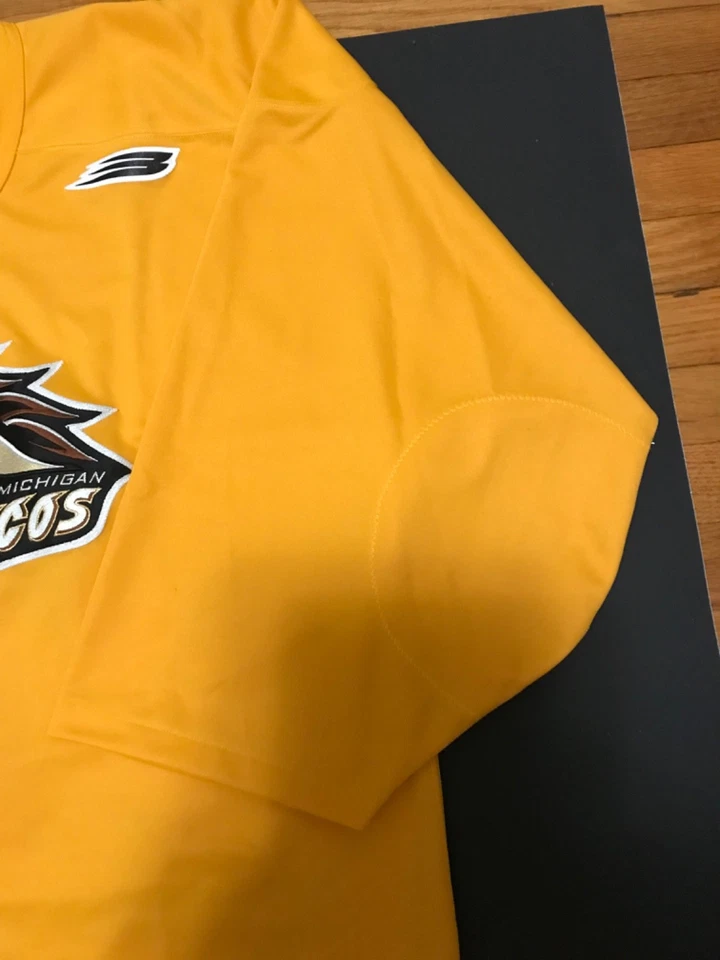 Camiseta deportiva de hockey cosida al jardín Pro56 de los Broncos del oeste de Michigan auténtica rara Foto 2 de 4