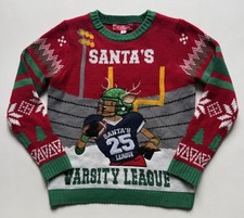 33 Degrees Kids Christmas Ugly Sweater Reindeer Football Size L 14/16