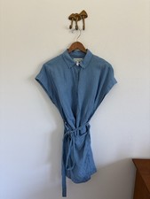 Apiece Apart Catania Linen Wrap Mini Dress Size Small Blue Capsule Minimalist