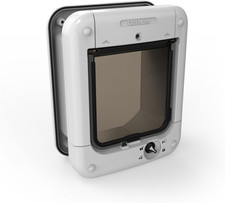 Microchip Cat Flap for 30 Pets - ISO/AVID, Fits UPVC, Walls Wood, White